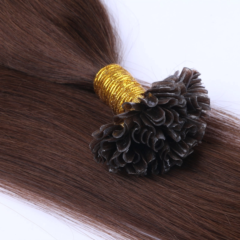 Medium brown u tips real human hair U tip keratin hair extension wholesale HJ 038